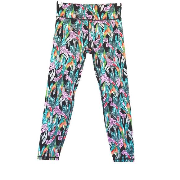 MINKPINK MOVE Women’s Leggings Size M Tropical Leaf Print High Waist Activewear - Picture 1 of 6